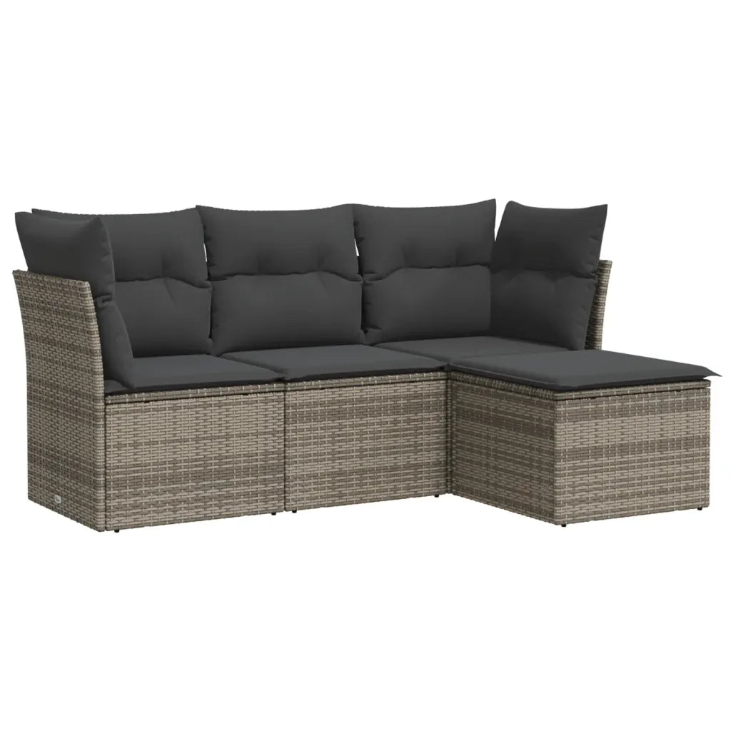 Set Divani da Giardino 4 pz con Cuscini in Polyrattan Grigio 3249379
