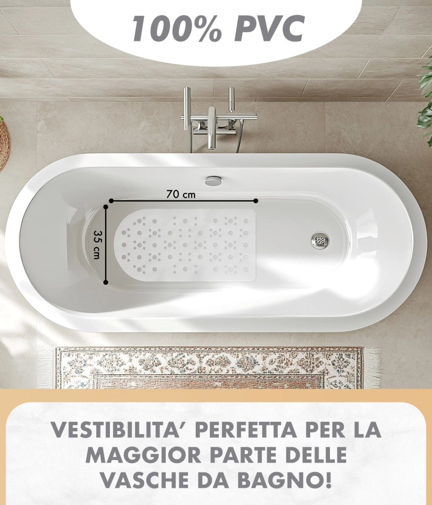 Prodotto Italiano Di Qualità Tappeto Per Doccia o Vasca 2 Misure Disponibili Grande Antiscivolo Con Ventose Antifumma Tappeti Bagno Lavabili In Lavatrice BPA free Tappetino  Per vasca - Orchidea