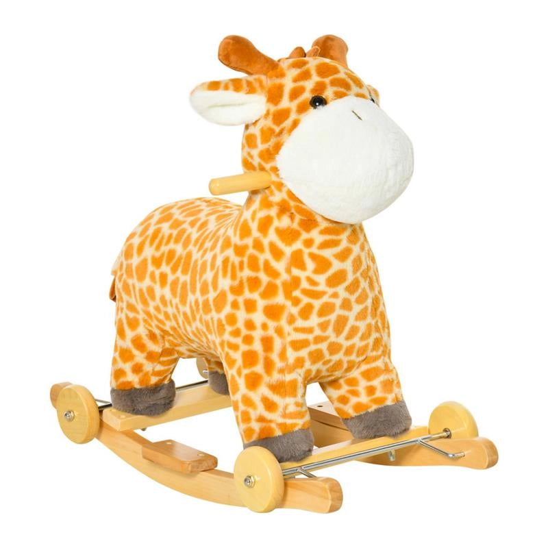 DONDOLO A FORMA DI GIRAFFA CON RUOTE PER BAMBINI 3-6 ANNI GIALLO