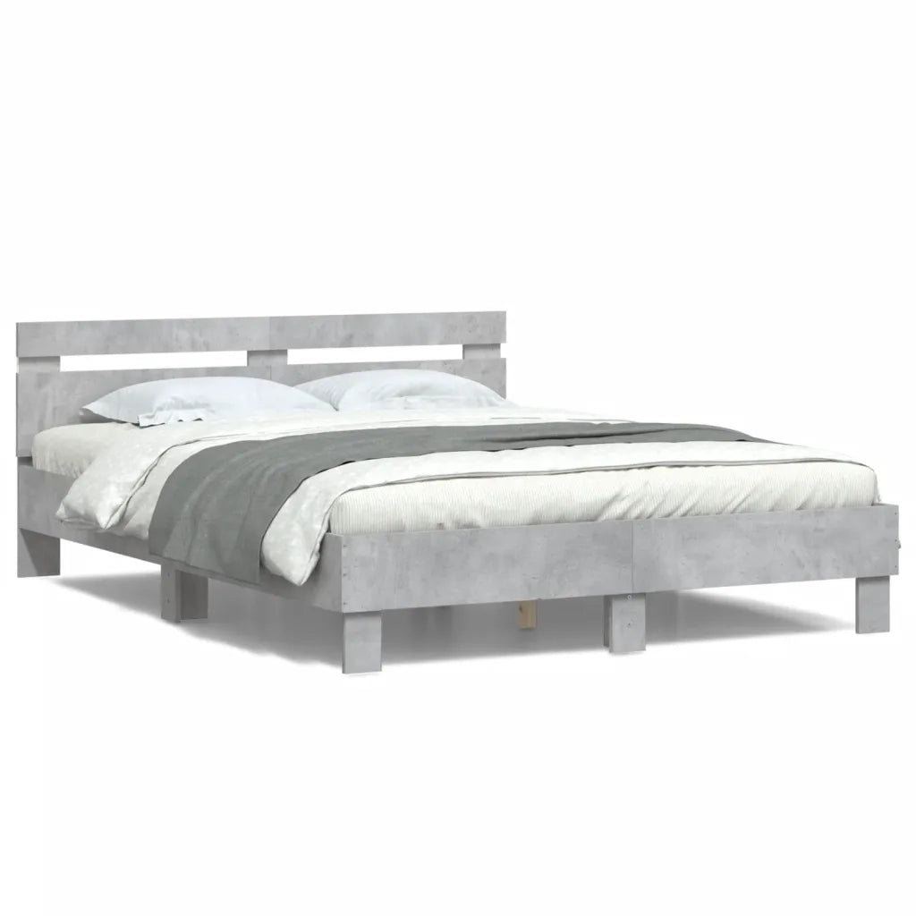 Giroletto con Testiera e LED Grigio Cemento 150x200 cm 3207542