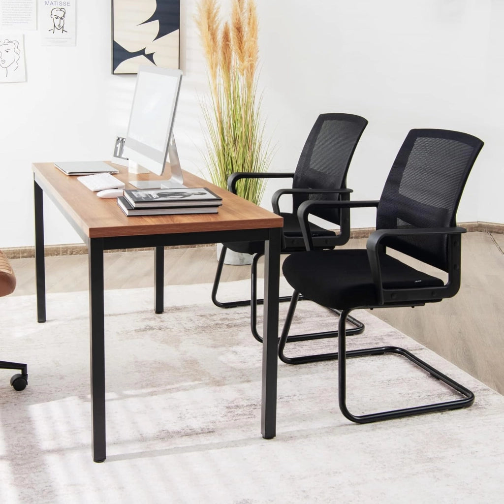 Sedia Cantilever, Sedia da Ufficio Ergonomica con Supporto Lombare Regolabile, Poltrona in Rete, con Schienale e Braccioli (54,5 x 60 x 94 cm, nero, 1)