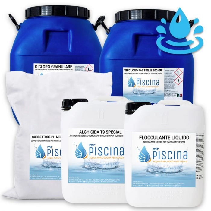 Kit mix per mantenimento acqua piscina Volume piscina: Da 55 a 100 m³