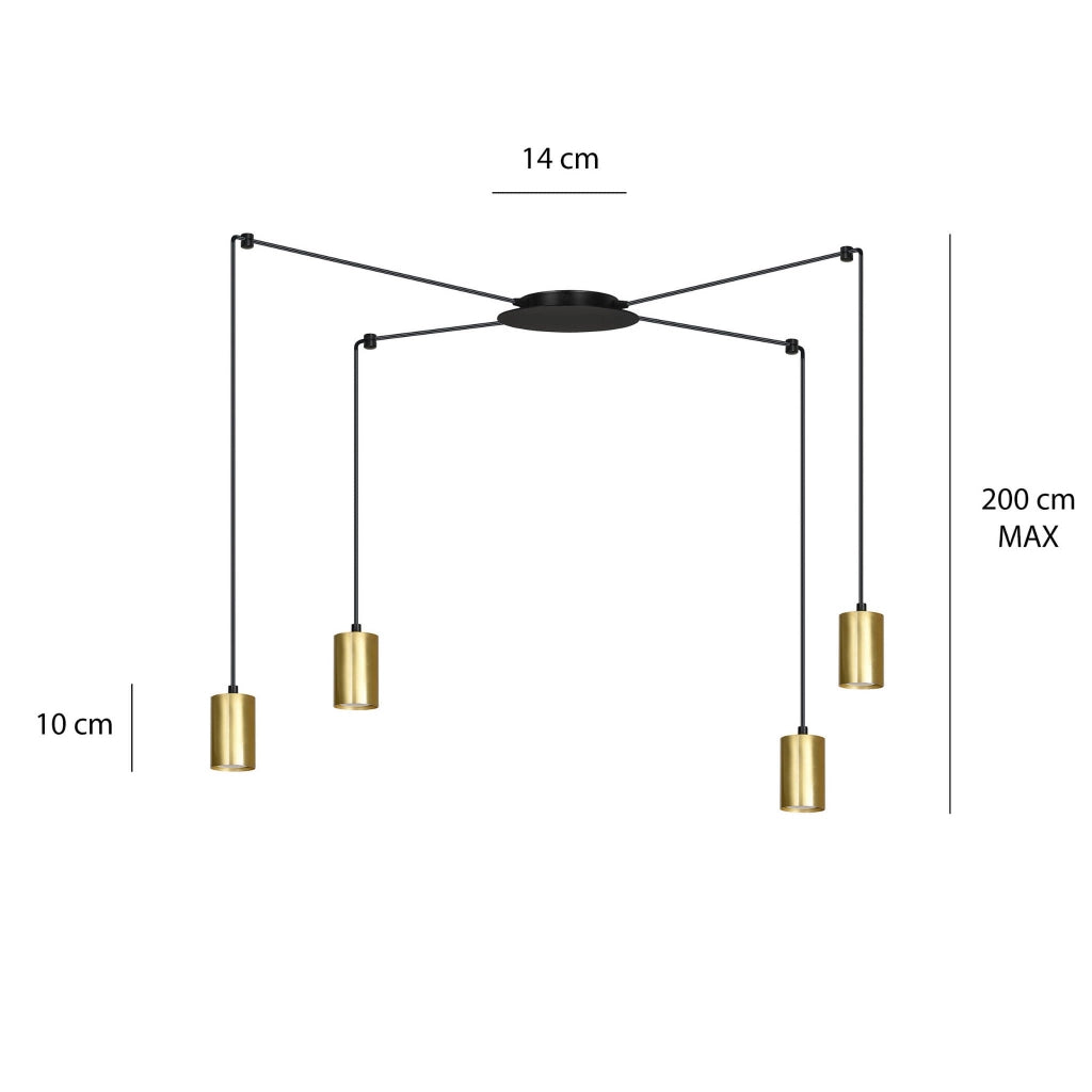 Lampadario Emibig Traker 4xGU10 nero/oro regolabile