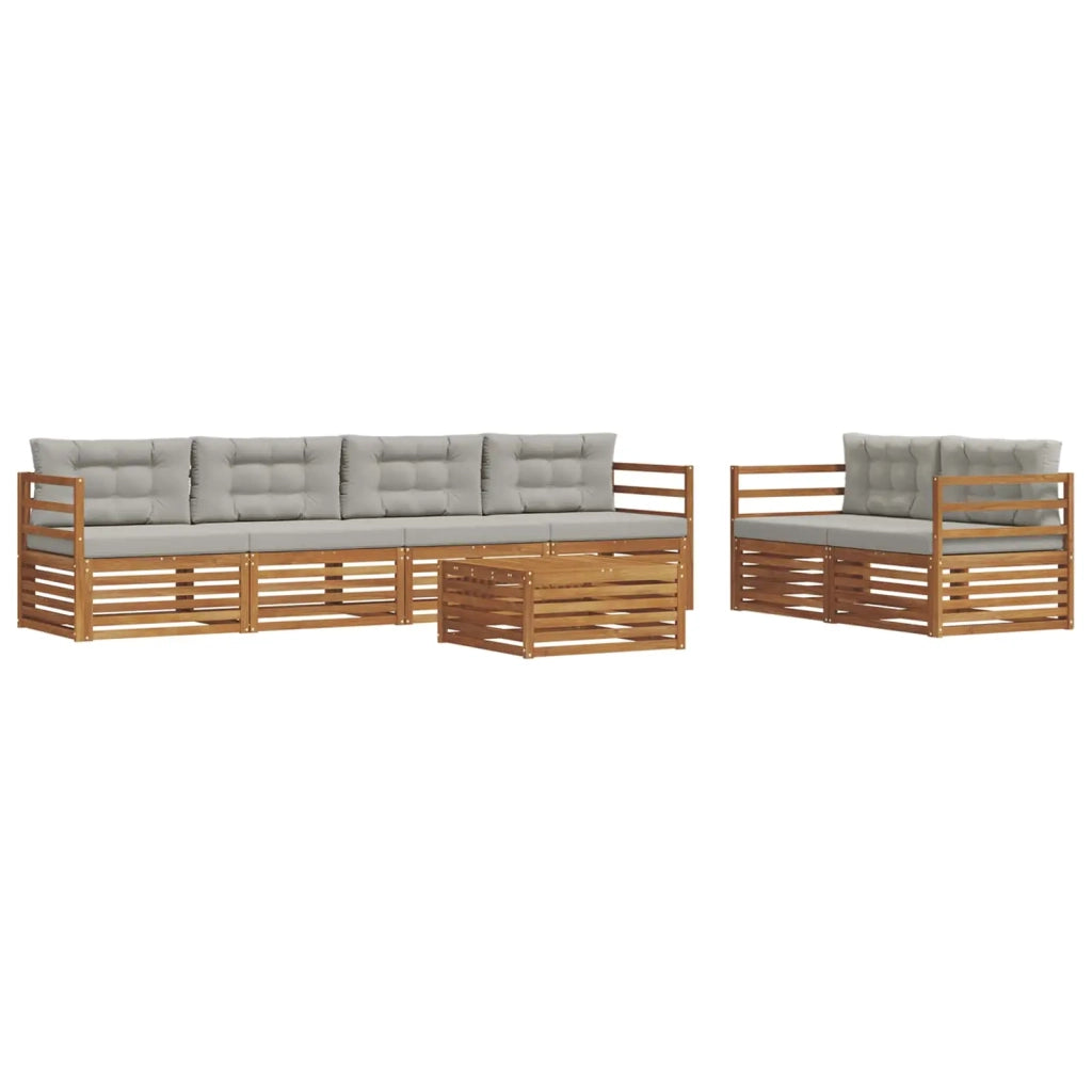Set di divani da esterno 7 pcs Grigio Naturale e Chiaro 3373041