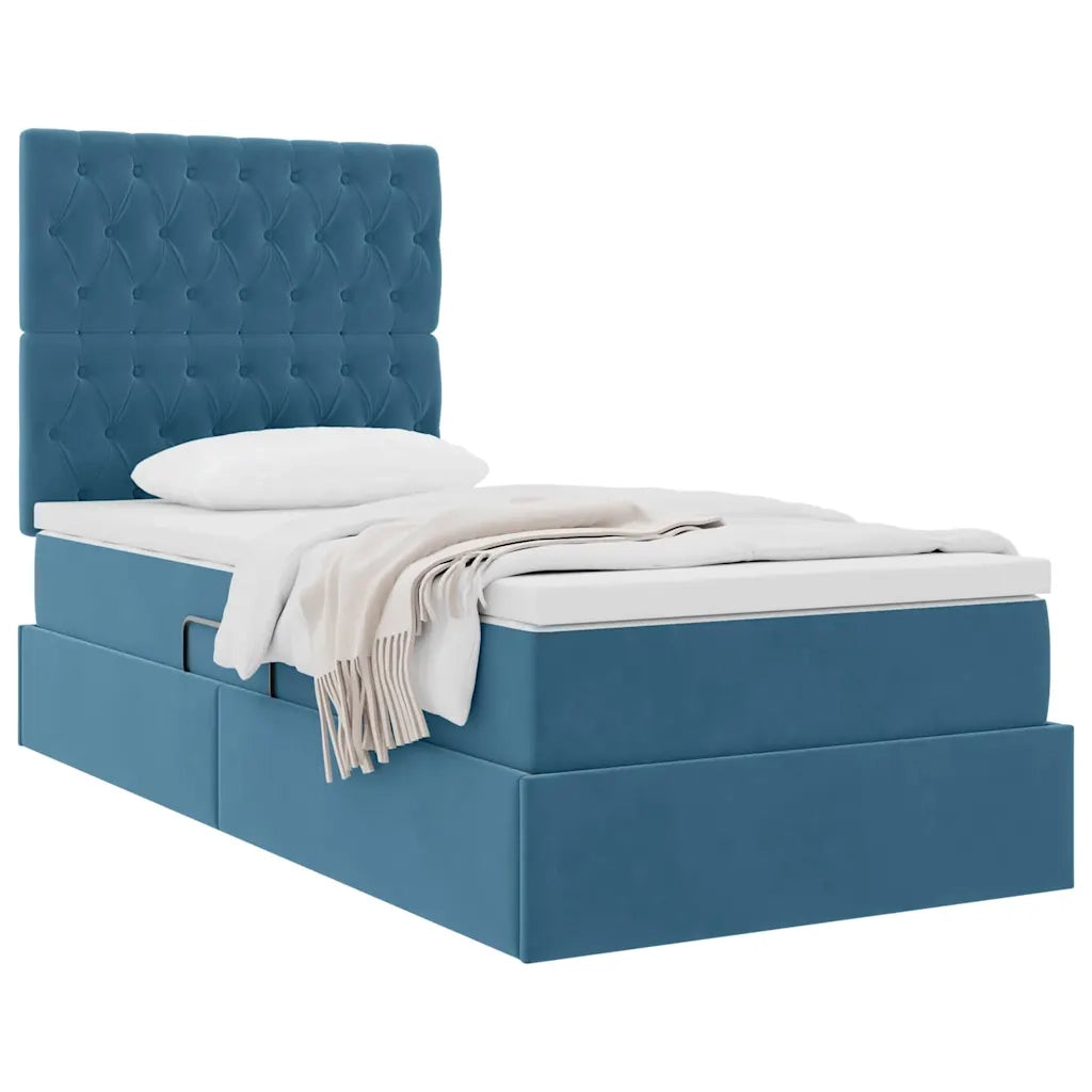Letto con contenitore e materasso Blu Scuro 100 x 200 cm 3372073