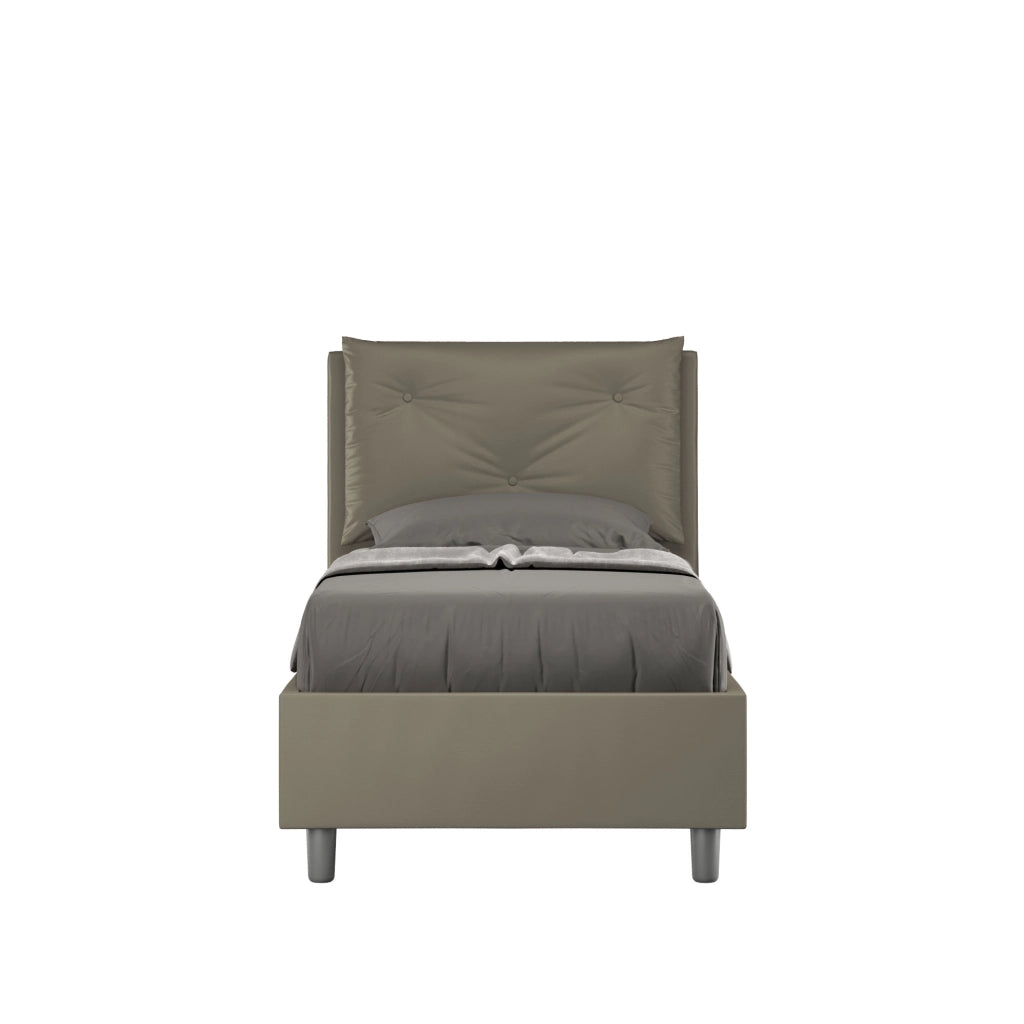 BS COM Letto singolo con rete imbottito 80x210 similpelle cappuccino