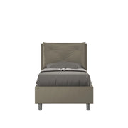 BS COM Letto singolo con rete imbottito 80x210 similpelle cappuccino
