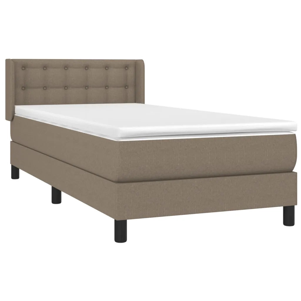 Letto singolo | Letto per adulti | Giroletto a Molle con Materasso Tortora 90x190 cm in Tessuto
