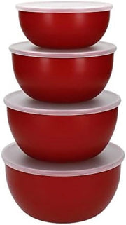 Set di 4 contenitori di stoccaggio con coperchi - Red plastica per cucina