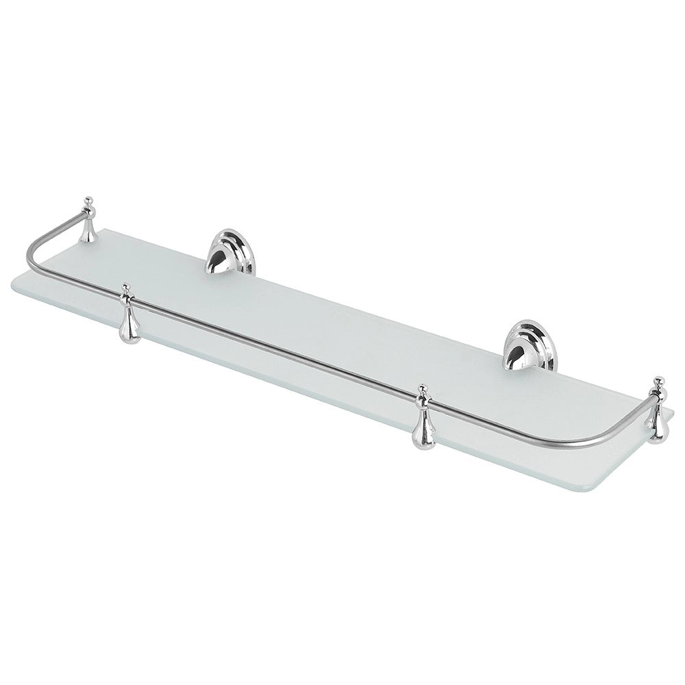 Mensola bagno a muro 50 cm in vetro satinato con supporto cromato  Facile
