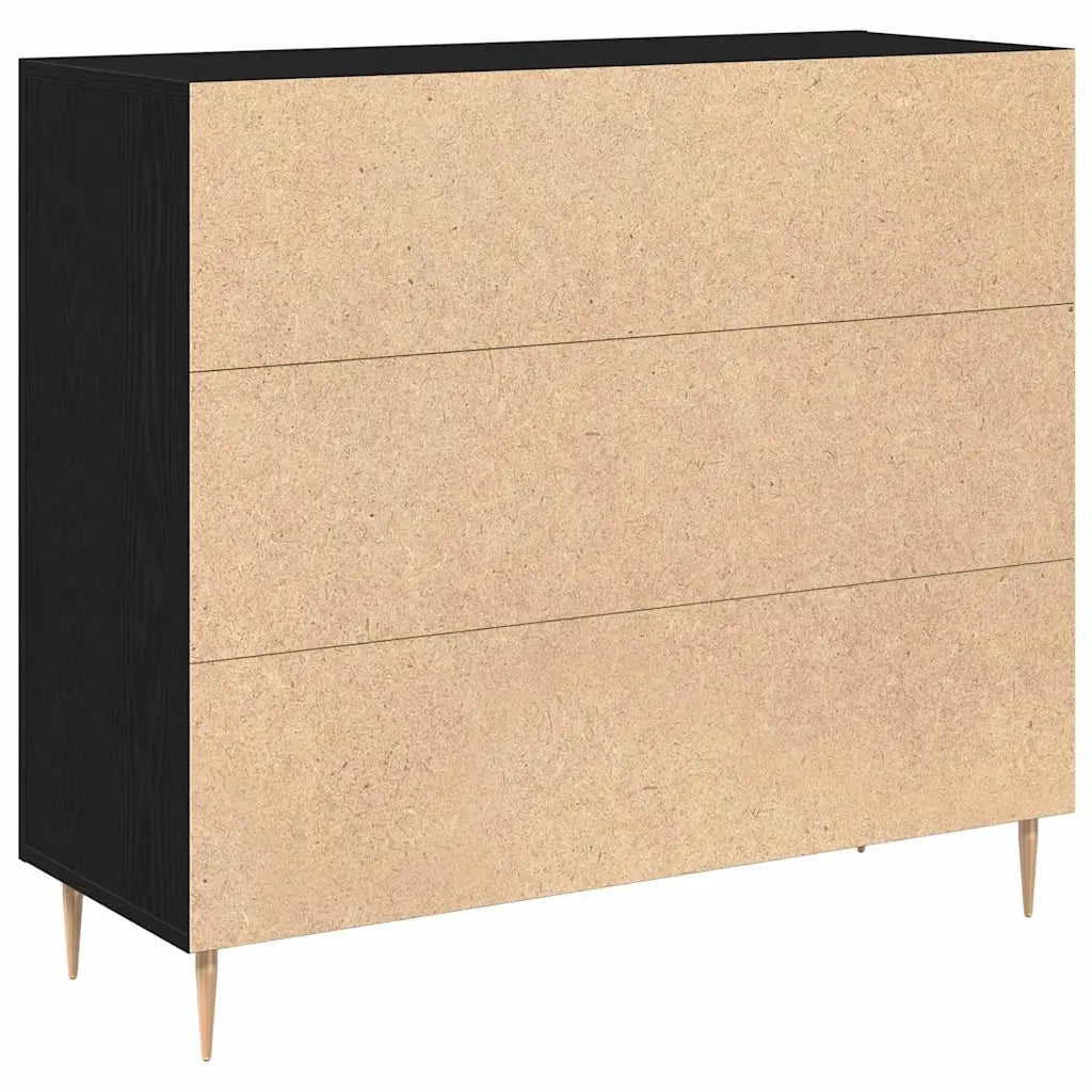Credenza Rovere Nero 90 x 34 x 80 cm Legno multistrato 869078