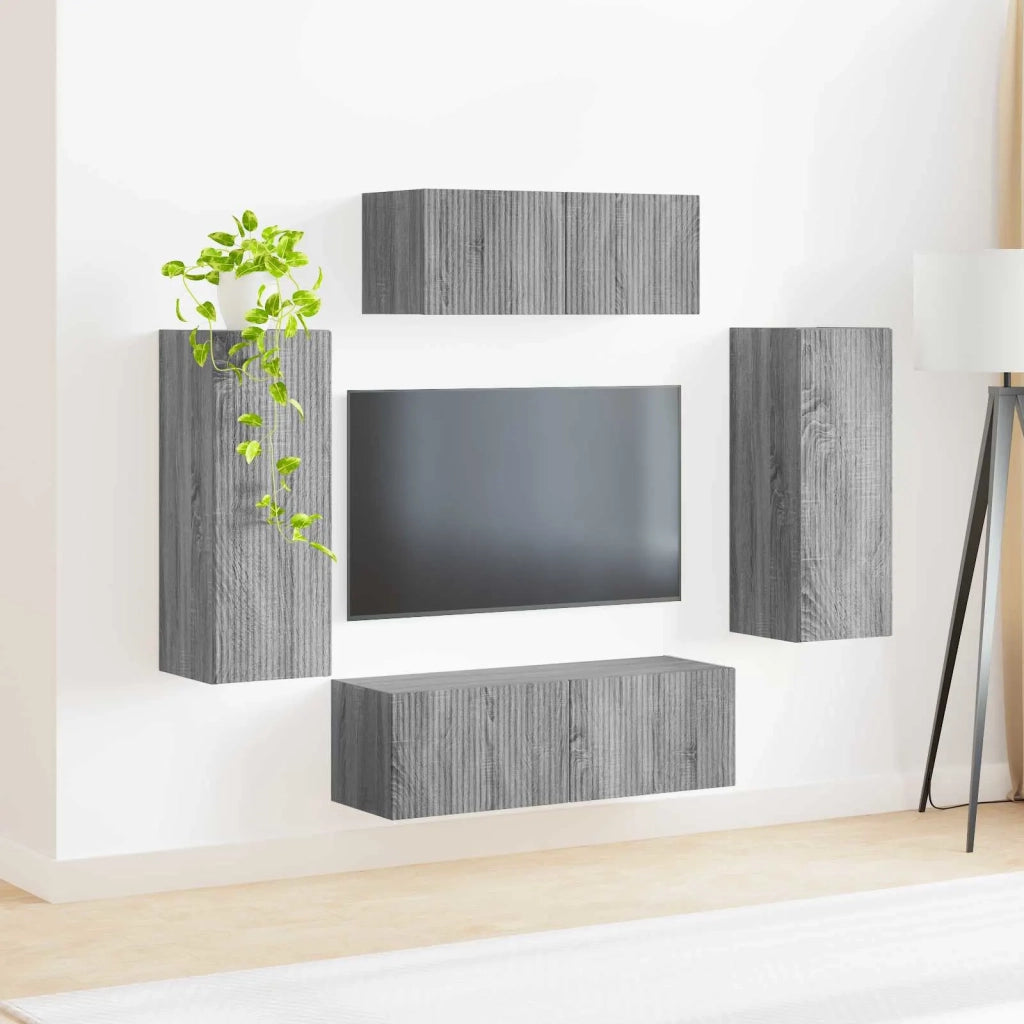 Set mobile TV 4 pcs Grigio Sonoma Legno multistrato 3409165