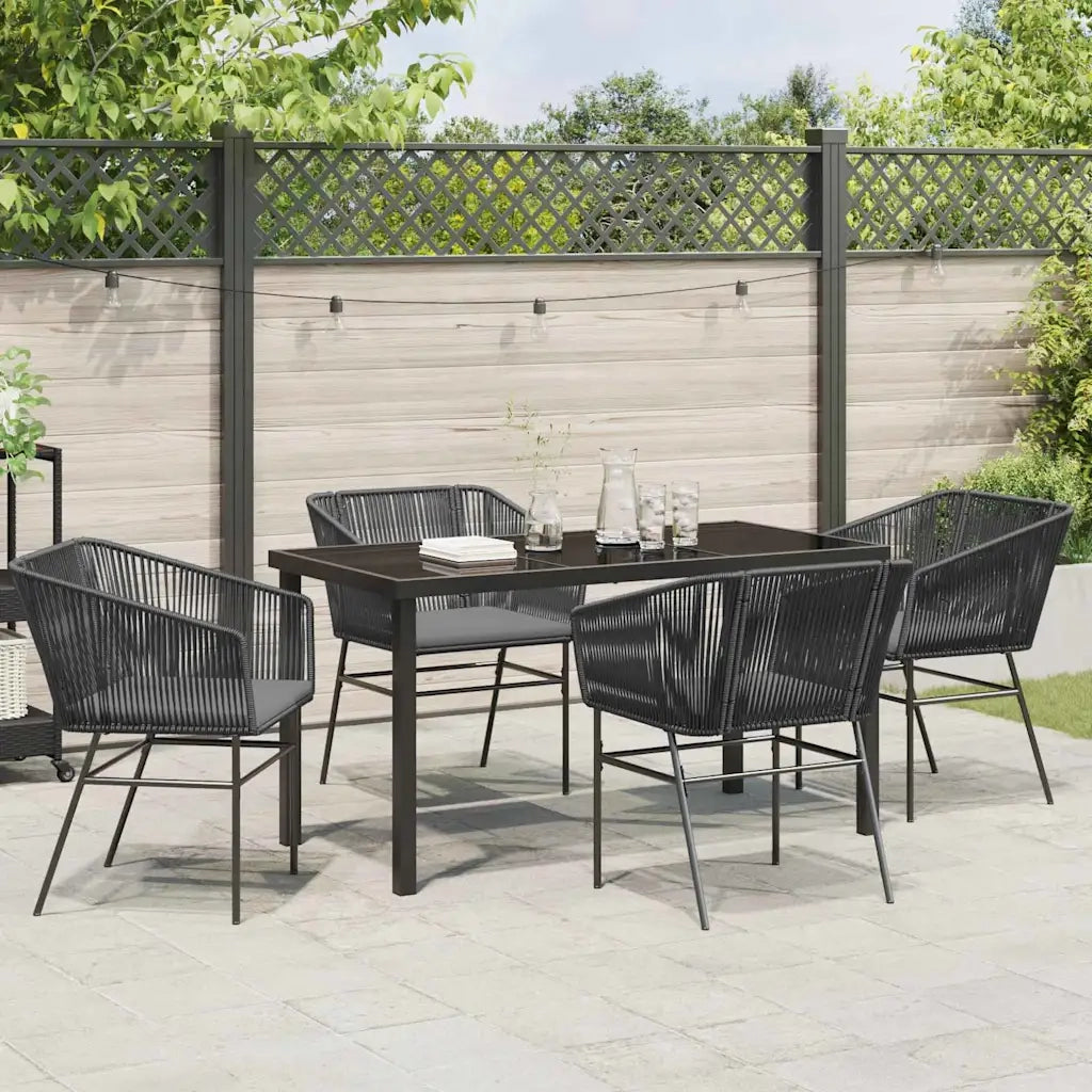 Set da Pranzo per Giardino con cuscino 5 pcs Nero