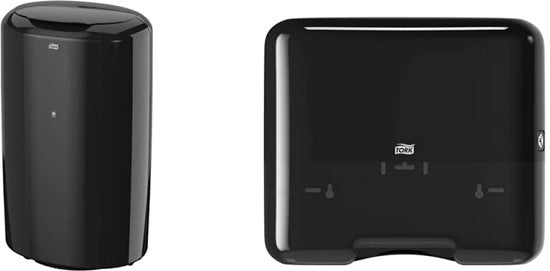 Contenitore per Rifiuti B1 / Contenitore per Rifiuti Solido con Design a Alta Profondità, Montaggio Flessibile, 50 L, Nero & 553108 Miniaspiratore per H3 Zigzag e Multifoglio Asciugamani, Nero