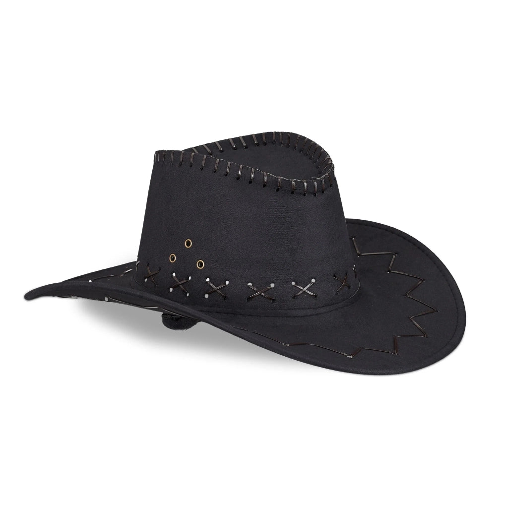 Cappello da cowboy vintage carnevale autentico 16 x 35,5 x 39 cm effetto pelle in poliestere nero 13_0004407