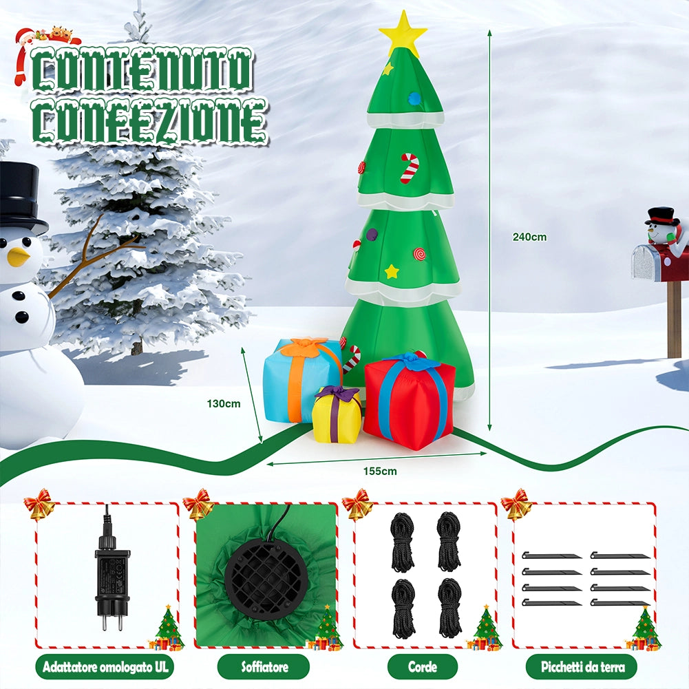 Gonfiabile Albero di Natale XXL Decorazione LED Natalizia Addobbo Esterno 240 cm