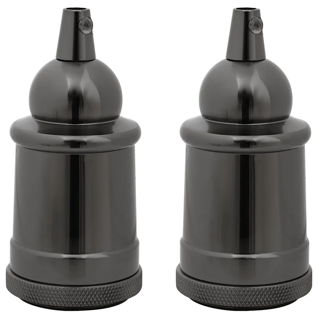 Portalampade 2 pz Nero Lucido E27 4106543