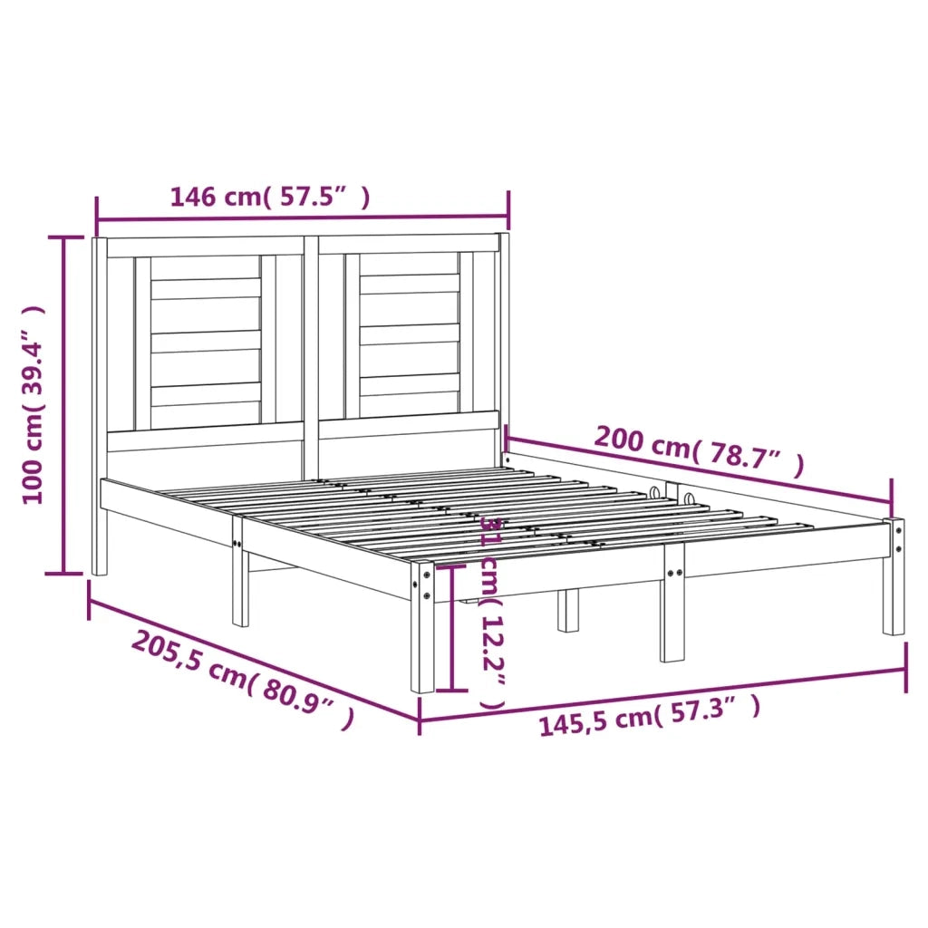 Giroletto senza Materasso-Struttura Letto Bianco 140x200 cm Legno Massello Pino 654051