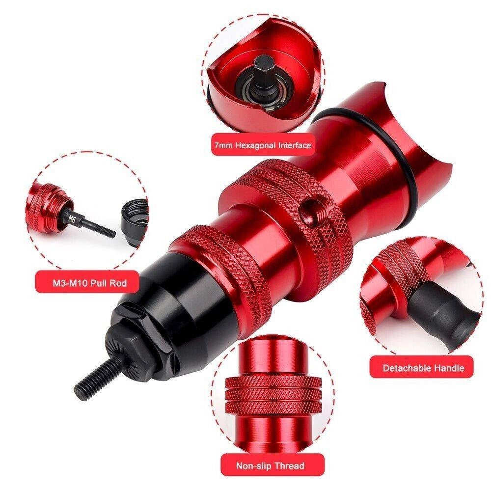 Trade Shop - Kit Conversione Da Trapano A Rivettatrice Inserti Rivetti Filettati M3-m10 07445 -