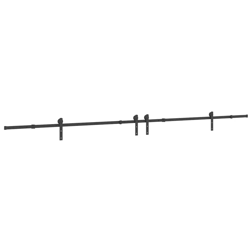 Kit di Binari per Porte Scorrevoli 400 cm Acciaio Nero