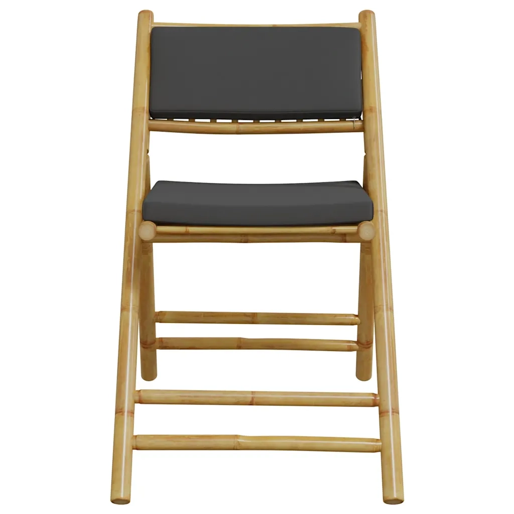 Set da Bistrot Pieghevole 3pz con Cuscini Grigio Scuro Bambù 365874