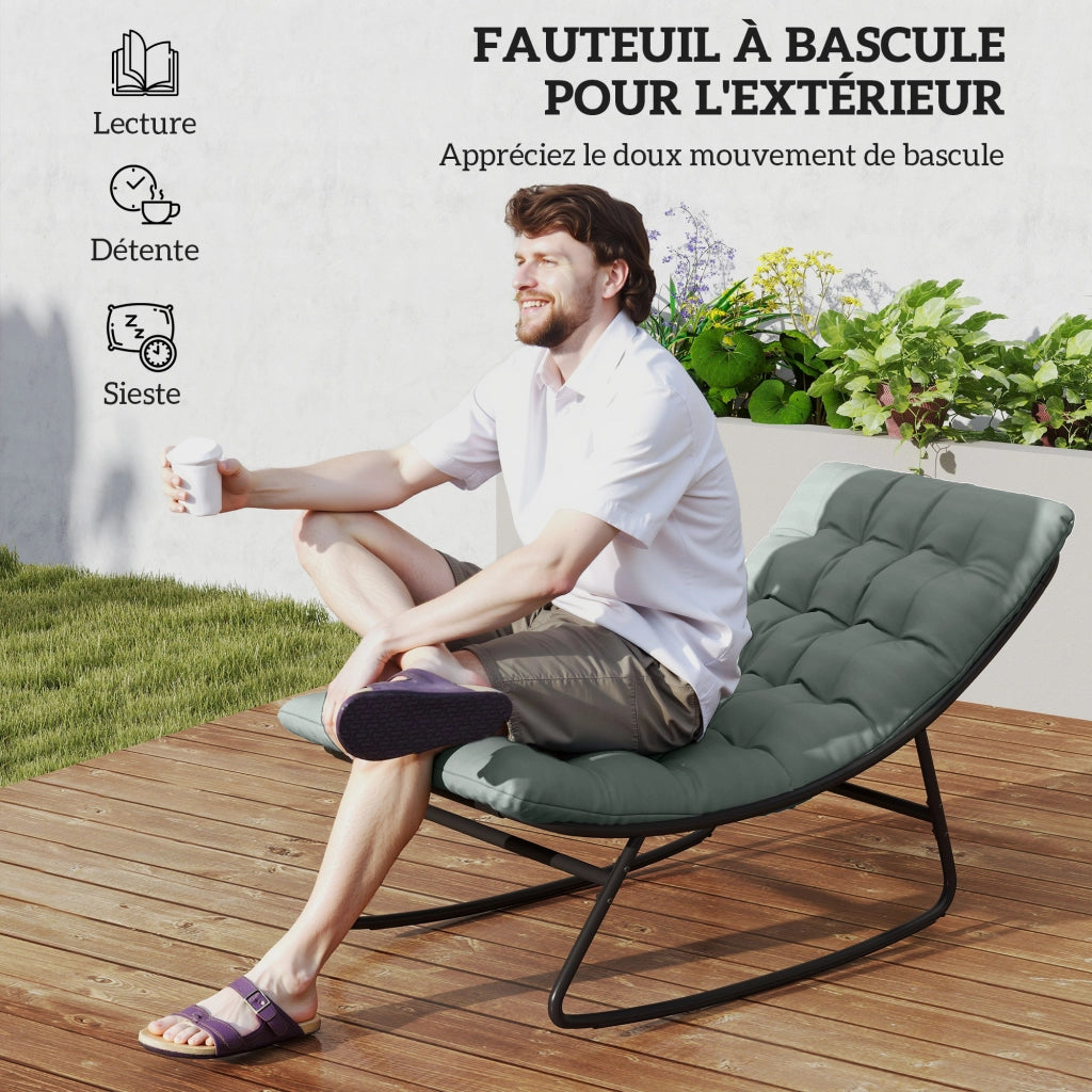 Poltrona dondolo esterno con cuscini ¨C Minimal ¨C grigio