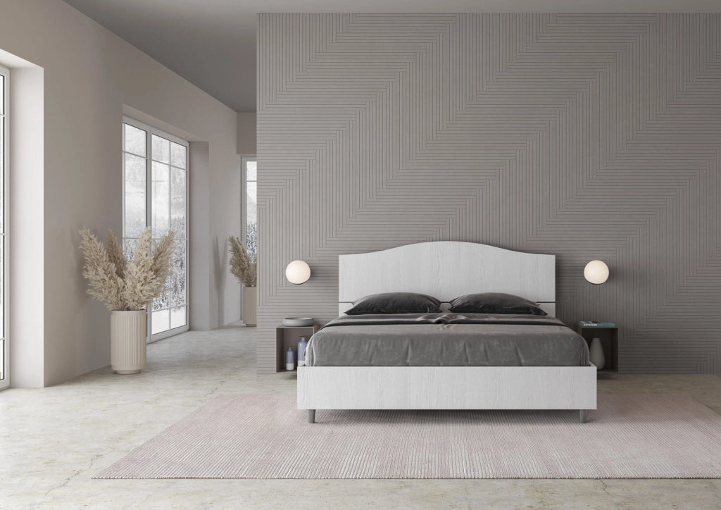 BS COM Letto matrimoniale con rete 160x190 bianco frassino