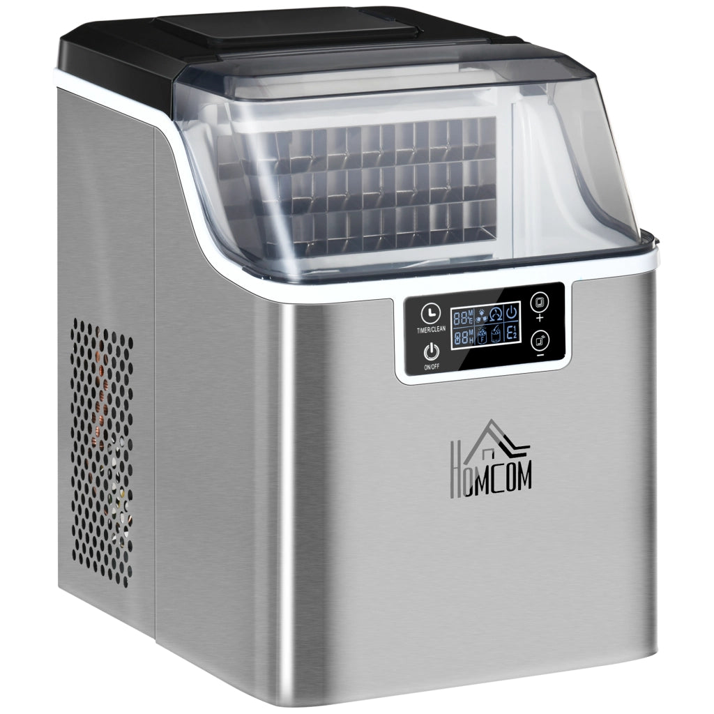 EasyComfort Macchina Ghiaccio 20kg in 24 Ore, 24 Cubetti in 14-18 Minuti con Dimensione Regolabile, Serbatoio 3.2L e Sistema Autopulente, Argento