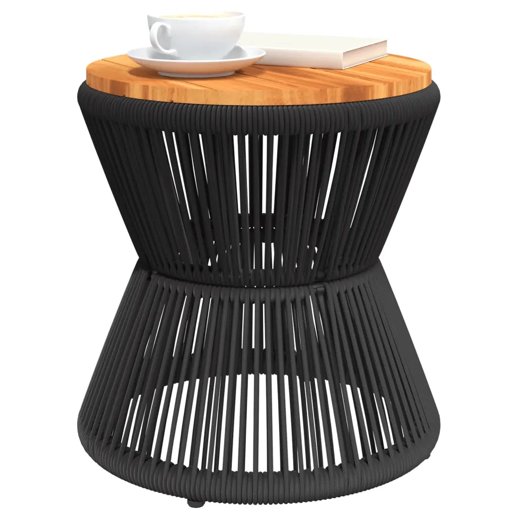 Tavolino Base in Filo Metallico Nero Ø 45x44 cm Massello Acacia 365637