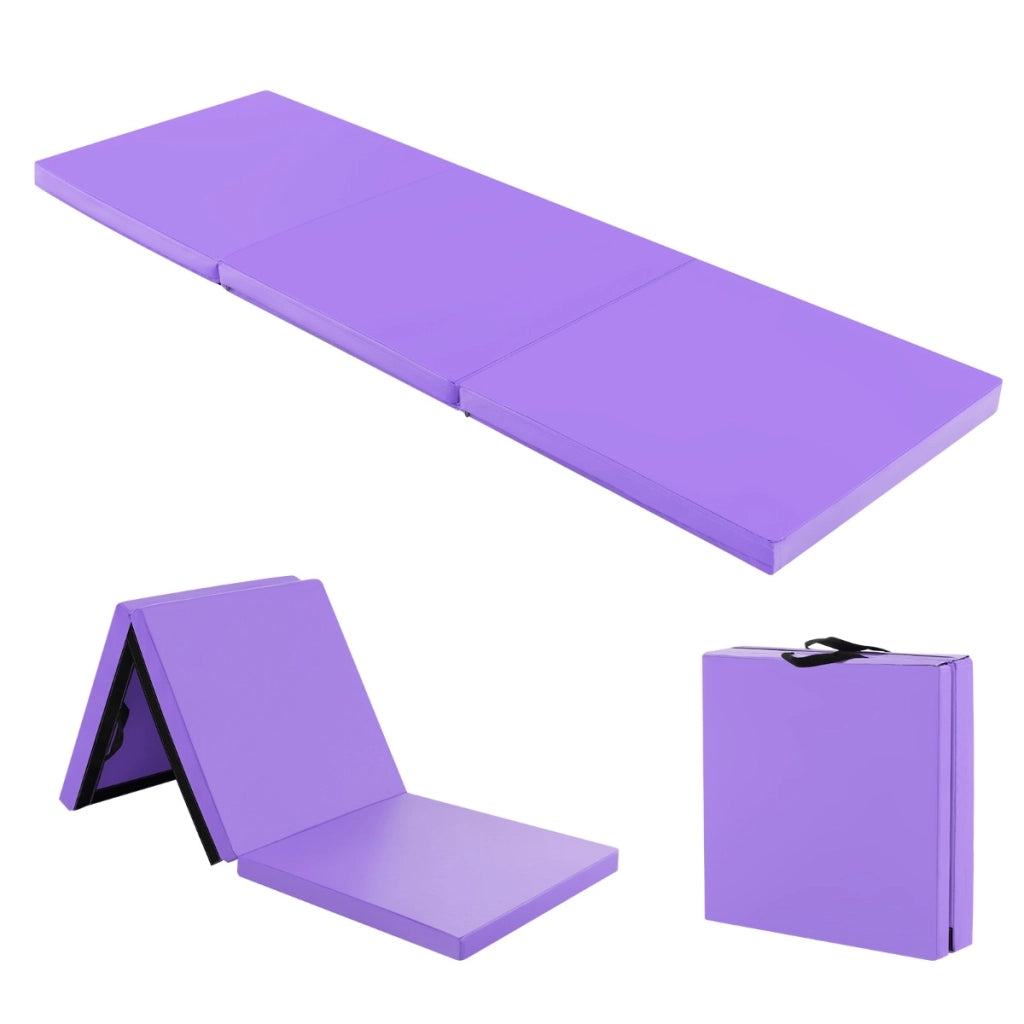 Tappetino yoga pieghevole in pelle PU, Materassino fitness spessore multifunzionale e antiscivolo 180x60x5cm Viola-Tappetini ginnastica e yoga