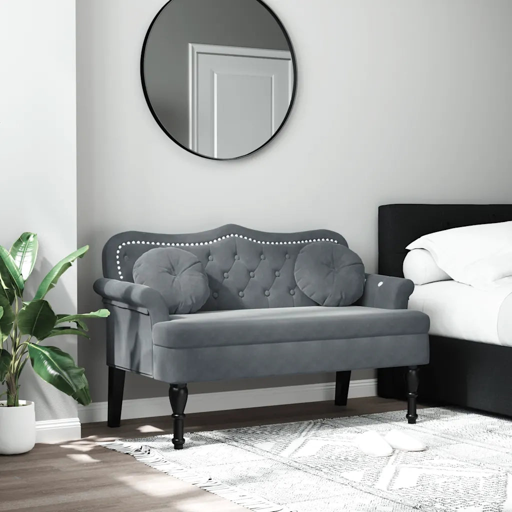 Panca con Cuscini-Sgabello-Divano Grigio Scuro 120,5x65x75 cm Velluto