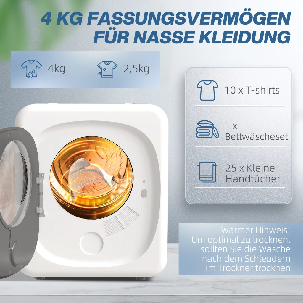 Asciugatrice 4 kg ¨C Xylo ¨C Compatta 5 Programmi Timer Bianco Nero