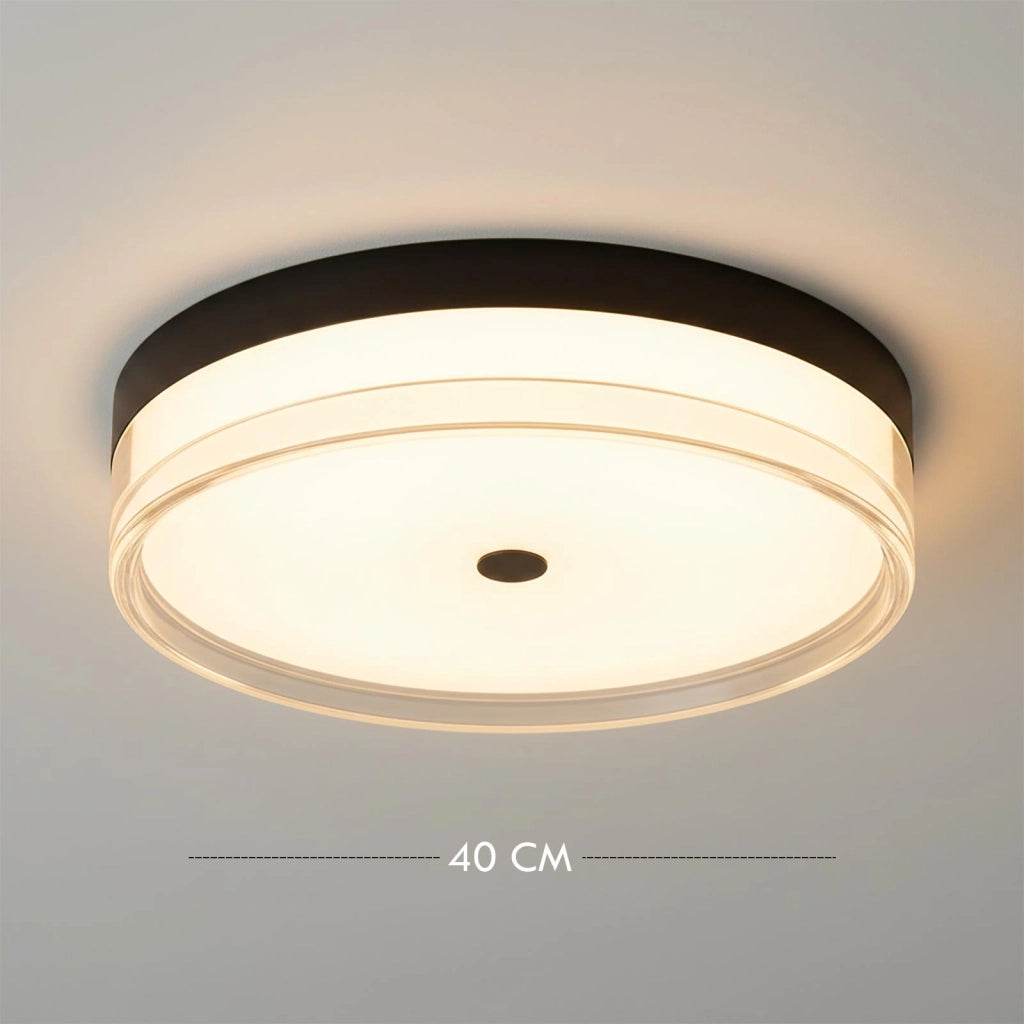 Plafoniera Tonda LED 32W CCT 3 Temperature IP40 Lampada Nera Circolare Moderna Luce Soffitto Parete Bagno Ufficio 40cm
