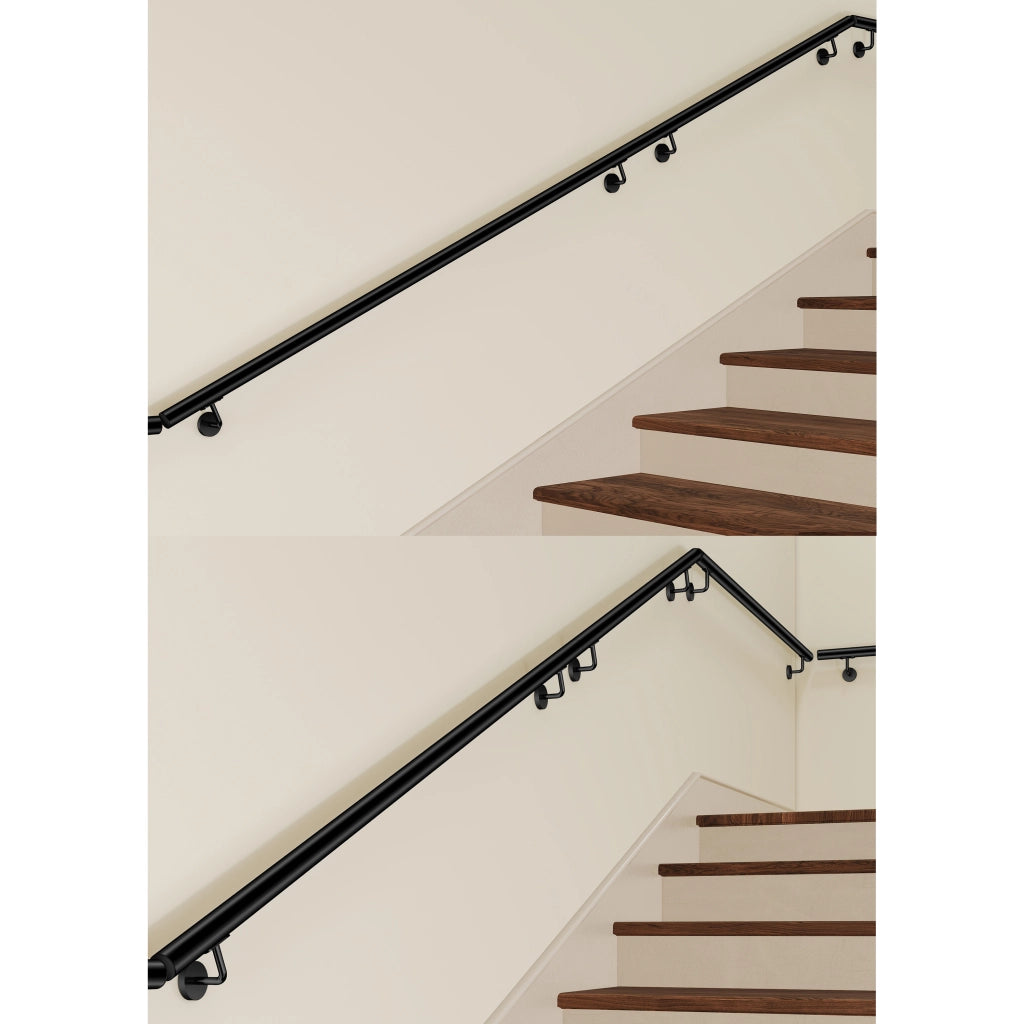Corrimano a parete in acciaio kit inox AISI 304 nero , Lunghezza 150 cm, Ø 42,4 mm, uso interno ed esterno