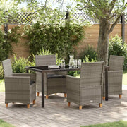 Set da Pranzo per Giardino 5 pcs Grigio polyrattan
