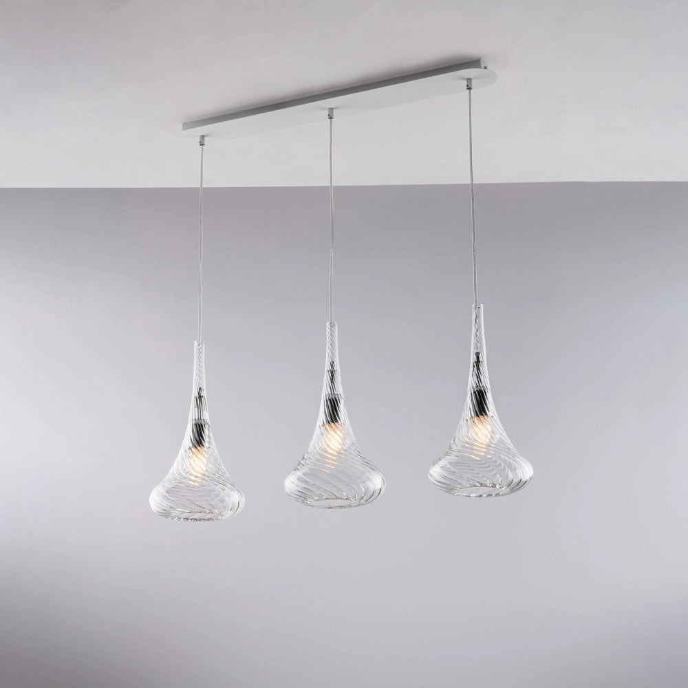 Lampada binaria in ferro con vetri pyrex 75x10x41