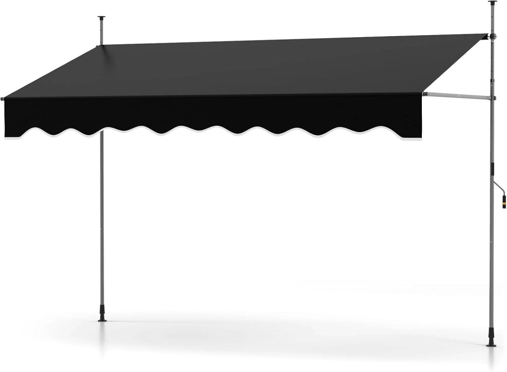 Tenda da Sole a Morsetto, Regolabile in Altezza e Inclinazione con Manovella, Telo Impermeabile e Resistente ai Raggi Solari e Telaio Antiruggine, Tenda Retrattile Senza Foratura (3M,Nero)