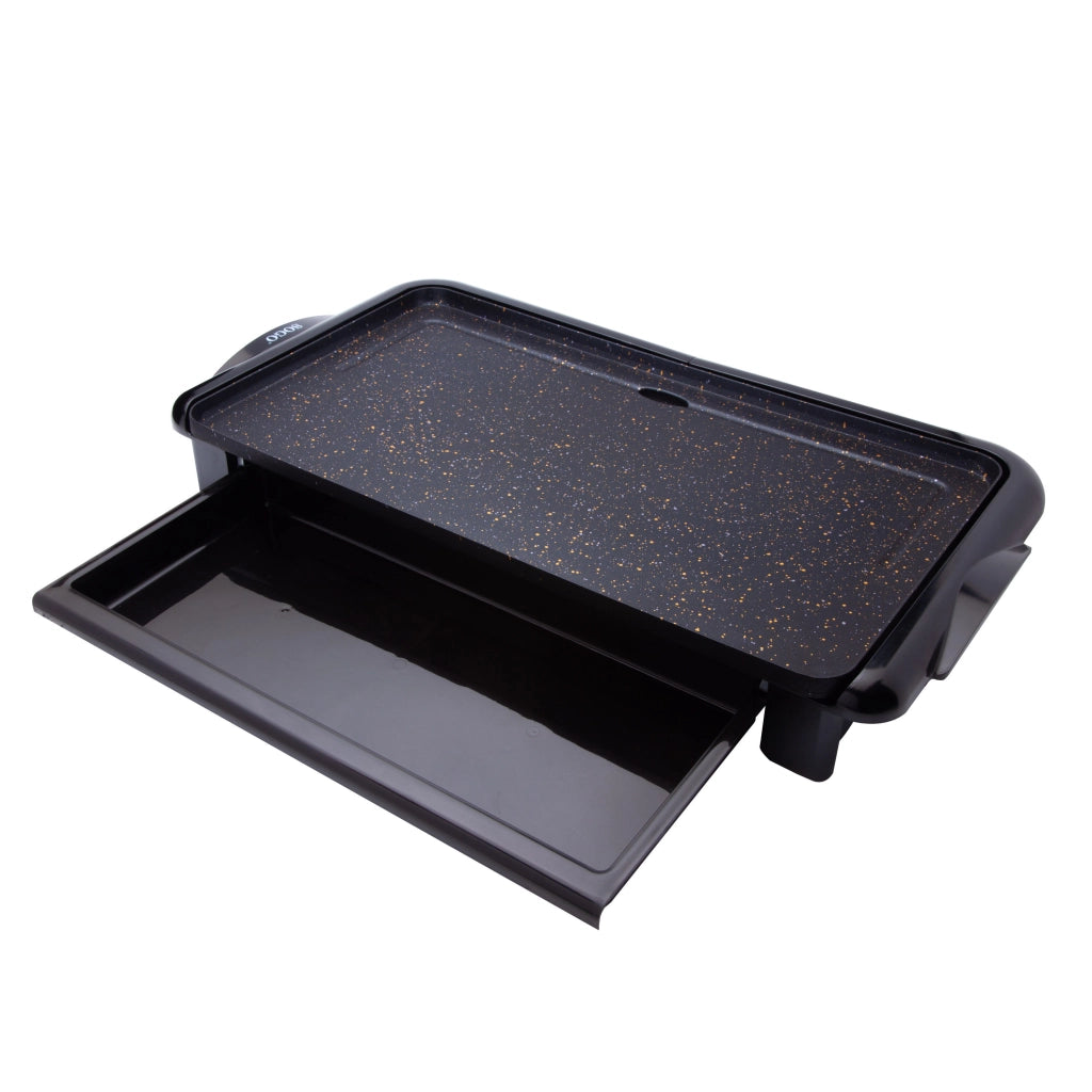 Piastra elettrica teppanyaki rivestimento pietra antiaderente, zona cottura 46x26cm, termostato regolabile 2000W - SOGO