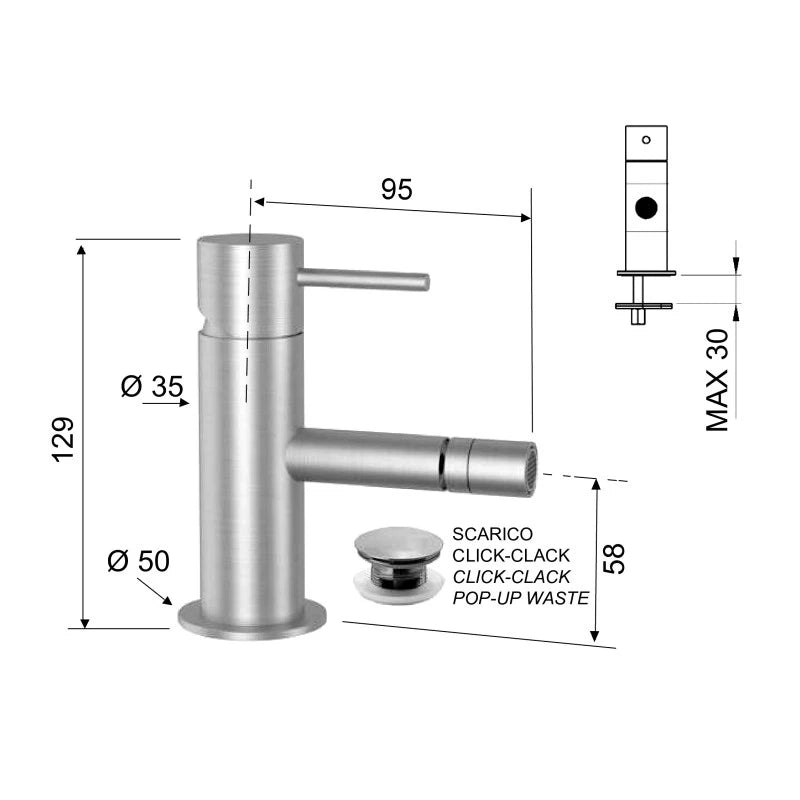 Miscelatore bidet in acciaio inox - Serie X Style Inox