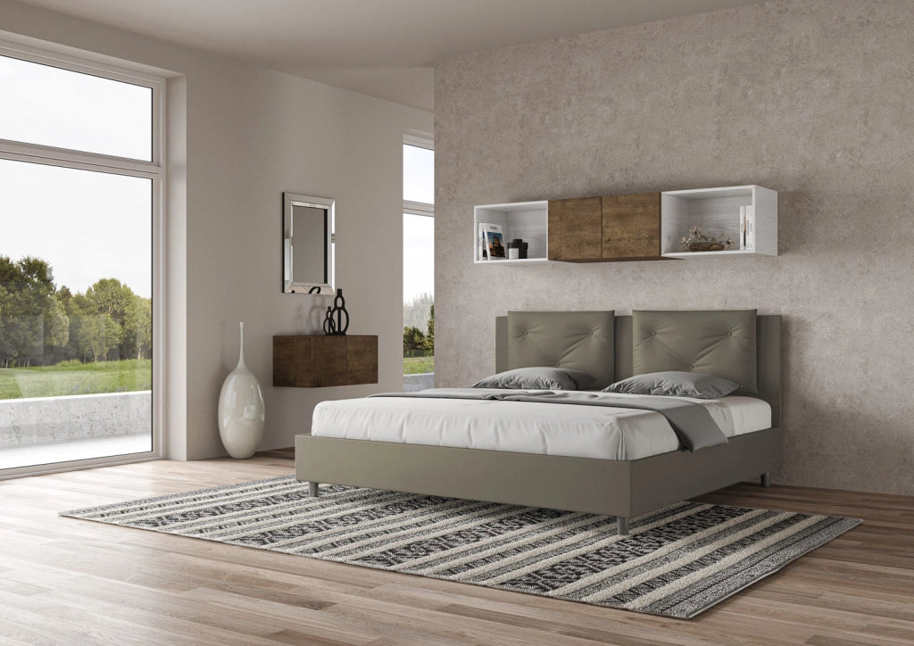BS COM Letto contenitore imbottito 180x210 similpelle cappuccino