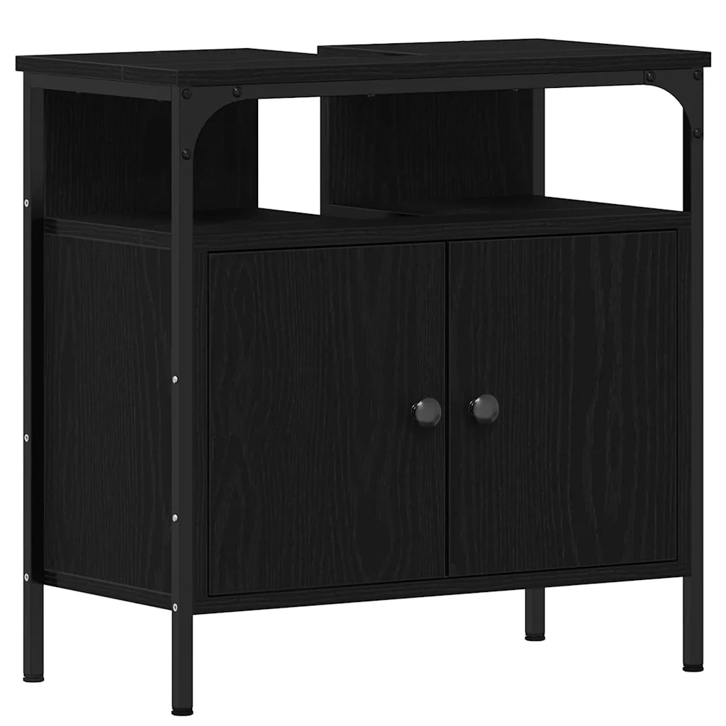 Set di mobili per il bagno 2 pcs Nero Legno multistrato 3334321