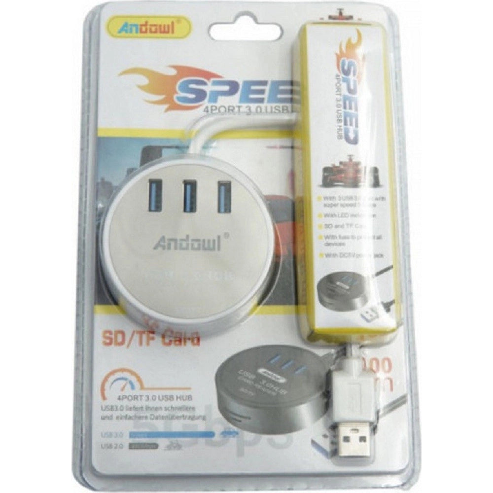 Trade Shop - Hub Usb 3.0 3 Porte Lettore Schede Connessione Usb Per Pc Windows Mac Os Q-jc87 -