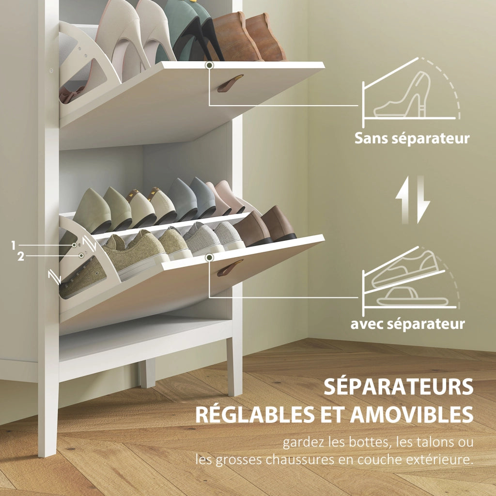 Scarpiera con cassetti e ripiani regolabili ¨C Minimal ¨C Bianco