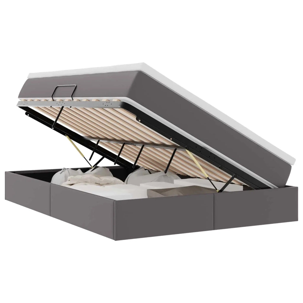 Letto con contenitore e materasso Grigio 140 x 200 cm