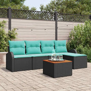 Set Divano da Giardino 6 pcs Nero e Turchese polyrattan 3356240