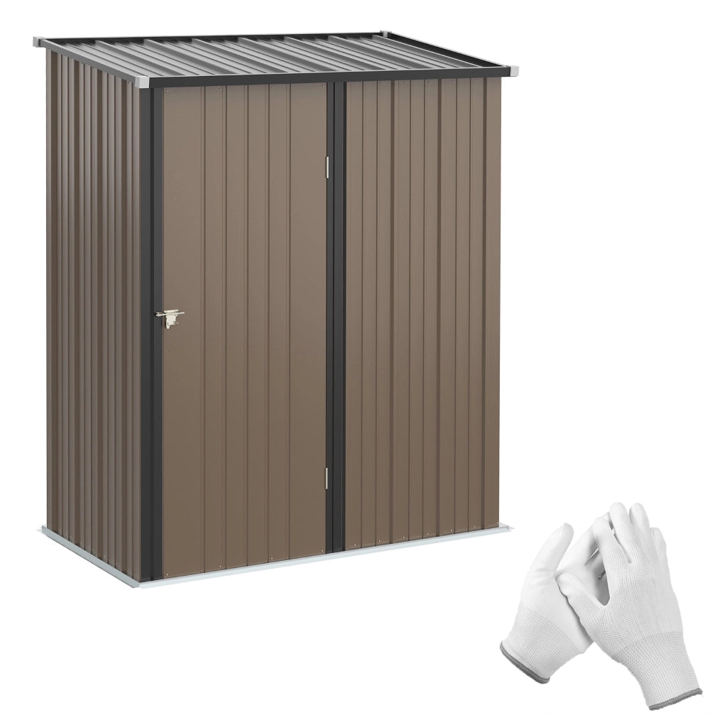 Capanno da giardino con tetto monopendio 1;34 m2 Capanno da giardino in metallo Capanno da giardino in acciaio zincato Marrone 161;5 x 94;5 x 196 cm