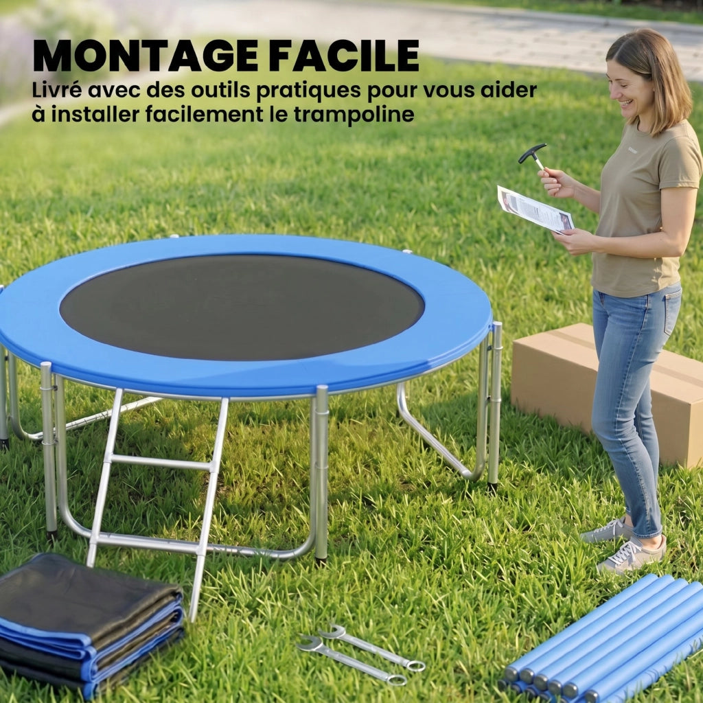 Tappeto Elastico da Giardino ?183cm ¨C Xylo ¨C 6 Pali 36 Molle Carico 80kg Blu