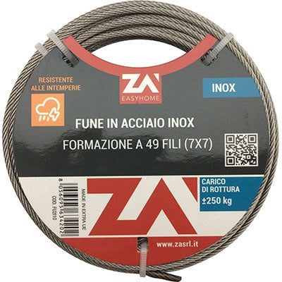 FUNE ACCIAIO INOX  D.MM  4 L.MT  10