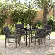 Set da Pranzo per Giardino con cuscino 5 pcs Grigio polyrattan