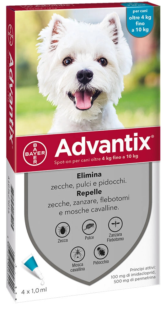 BAYER ADVANTIX SPOT ON 4 PIPETTE CANI  4-10 KG- BAYER- 1,0 pz